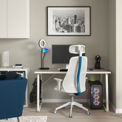 HUVUDSPELARE/MATCHSPEL oyuncu masası ve sandalyesi, bej-beyaz