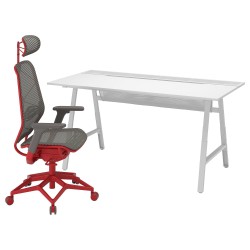 UTESPELARE/STYRSPEL oyuncu masası ve sandalyesi, gri-kırmızı