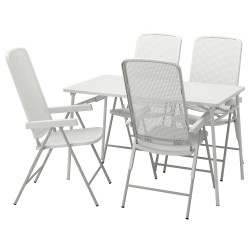 TORPARÖ katlanabilir yemek masası ve ayarlanabilir sandalye seti, beyaz-gri