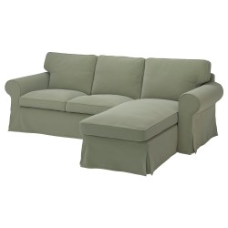 EKTORP 3'lü kanepe ve uzanma koltuğu, Hakebo gri-yeşil