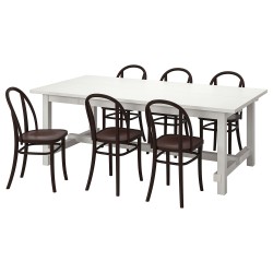 NORDVIKEN/SKOGSBO yemek masası takımı, beyaz-koyu kahve