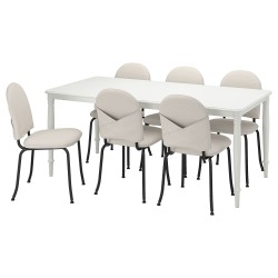 DANDERYD/EBBALYCKE yemek masası takımı, beyaz-IDEKULLA bej