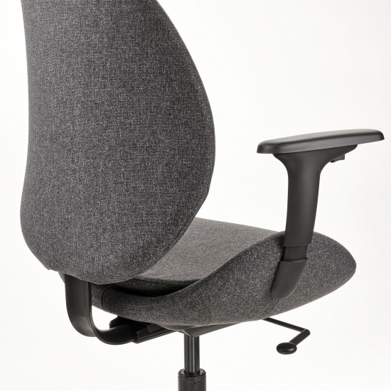 HATTEFJALL çalışma sandalyesi, gunnared koyu gri-siyah