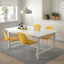 NORDVIKEN/LEIFARNE yemek masası takımı, beyaz-koyu sarı