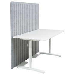 BEKANT panelli çalışma masası, beyaz-gri