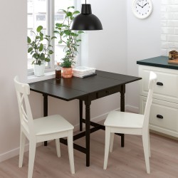 INGATORP/INGOLF mutfak masası takımı, siyah-beyaz