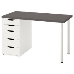 LAGKAPTEN/ALEX çalışma masası, koyu gri-beyaz