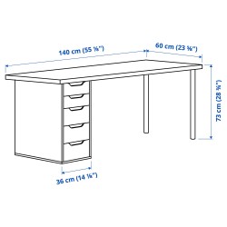 LAGKAPTEN/ALEX çalışma masası, beyaz-venge