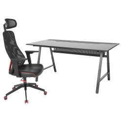 UTESPELARE/MATCHSPEL oyuncu masası ve sandalyesi, siyah