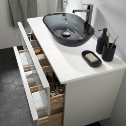 GODMORGON/TOLKEN/OXMYREN lavabo dolabı kombinasyonu, parlak cila beyaz