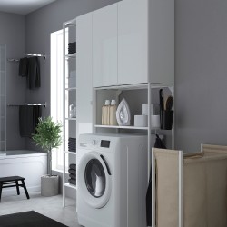 ENHET çamaşır odası ve banyo için raf kombinasyonu, beyaz-parlak cila beyaz