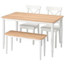 DANDERYD/INGOLF mutfak masası takımı, beyaz-meşe kaplama