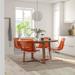 MÖRBYLANGA/TOBIAS yemek masası takımı, kahverengi-turuncu