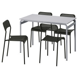 GRASALA/ADDE mutfak masası takımı, gri-siyah