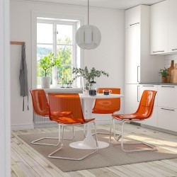 DOCKSTA/TOBIAS mutfak masası takımı, beyaz-turuncu