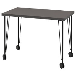 LINNMON/KRILLE çalışma masası, koyu gri-siyah