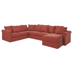 GRÖNLID 4'lü yataklı köşe kanepe ve uzanma koltuğu, ljungen açık kırmızı