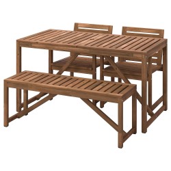 NAMMARÖ yemek masası-sandalye-bank seti, açık kahverengi