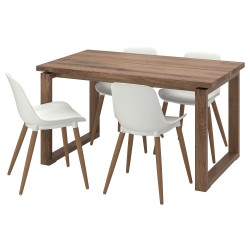 MÖRBYLANGA/GRÖNSTA yemek masası takımı, meşe kaplama kahverengi vernikli/beyaz