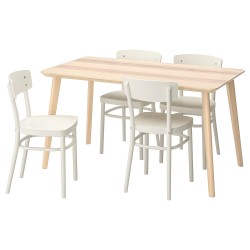 LISABO/IDOLF mutfak masası takımı, dişbudak kaplama-beyaz