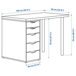 LINNMON/ALEX çalışma masası, beyaz