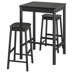 RÖNNINGE bar masası ve tabure seti, siyah