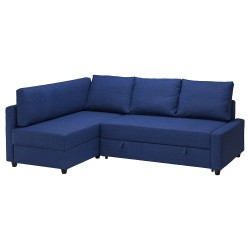 FRIHETEN bazalı yataklı köşe kanepe, skiftebo mavi