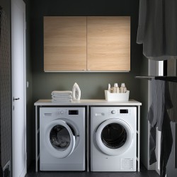 ENHET çamaşır odası ve banyo için raf kombinasyonu, beyaz-meşe görünümlü