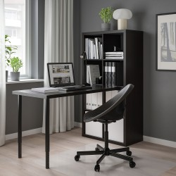 LAGKAPTEN/KALLAX kitaplıklı çalışma masası, venge-siyah