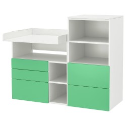 PLATSA/SMASTAD alt değiştirme masası ve şifonyer, beyaz-yeşil