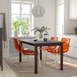 STRANDTORP/TOBIAS yemek masası takımı, kahverengi-turuncu