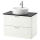 GODMORGON/TOLKEN lavabo dolabı kombinasyonu, beyaz-siyah mermer görünüm
