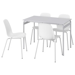 GRASALA/LIDAS mutfak masası takımı, gri-beyaz