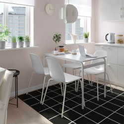 GRASALA/LIDAS mutfak masası takımı, gri-beyaz