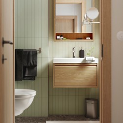 ANGSJÖN/BACKSJÖN lavabo dolabı kombinasyonu, meşe görünümlü