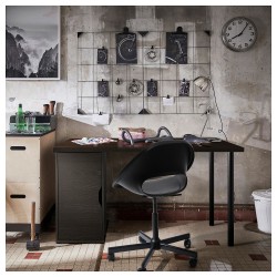 LAGKAPTEN/ALEX çalışma masası, venge-siyah