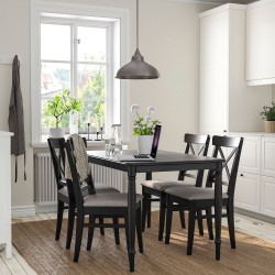 DANDERYD/INGOLF mutfak masası takımı, siyah-Nolhaga gri bej