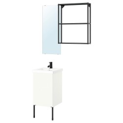 ENHET/TVALLEN banyo mobilyası seti, antrasit-beyaz