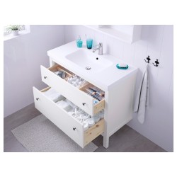 HEMNES/ODENSVIK lavabo dolabı kombinasyonu, beyaz