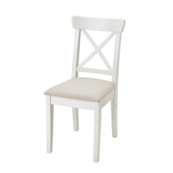 INGOLF döşemeli ahşap sandalye, beyaz-hallarp bej