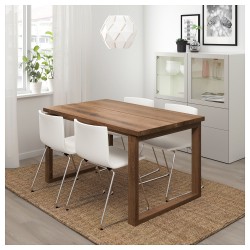 MÖRBYLANGA/BERNHARD yemek masası takımı, kahverengi-Mjuk beyaz