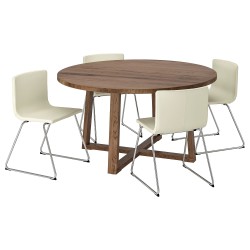MÖRBYLANGA/BERNHARD yemek masası takımı, meşe kaplama kahverengi vernikli-mjuk beyaz