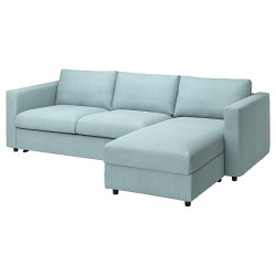 VIMLE 2'li yataklı kanepe ve uzanma koltuğu kılıfı, saxemara açık mavi