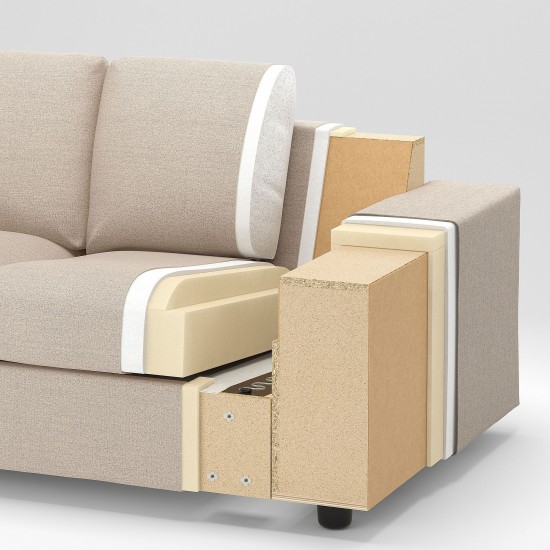 VIMLE 4'lü köşe kanepe ve uzanma koltuğu, hallarp gri