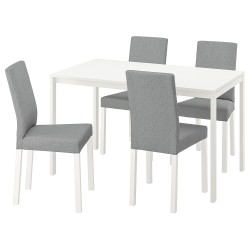MELLTORP/KATTIL mutfak masası takımı, beyaz-knisa açık gri