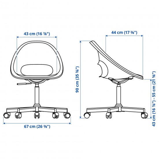 ELDBERGET/MALSKAR çalışma sandalyesi, bej-beyaz