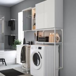 ENHET çamaşır odası ve banyo için dolap kombinasyonu, beyaz-parlak cila beyaz