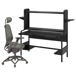FREDDE/STYRSPEL oyuncu masası ve sandalyesi, siyah-gri
