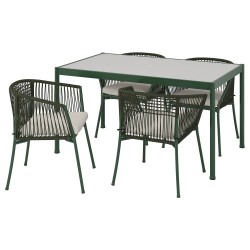 SEGERÖN yemek masası ve sandalye seti, koyu yeşil