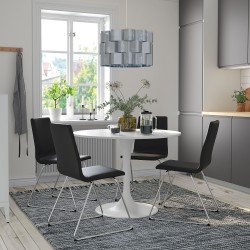 DOCKSTA/LILLANAS mutfak masası takımı, beyaz-Bomstad siyah